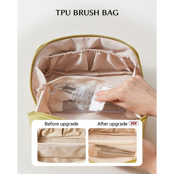 Women AL Green Large Capacity Cosmetic Travel Makeup Waterproof Portable Bag - Picture 3 of 5